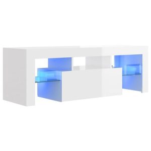 TV-Schrank mit LED-Leuchten Hochglanz-Weiß 120x35x40 cm