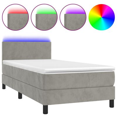 Boxspringbett mit Matratze & LED Hellgrau 80x200 cm Samt