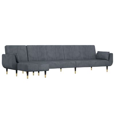 Schlafsofa in L-Form Dunkelgrau 275x140x70 cm Samt