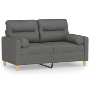 2-Sitzer-Sofa mit Zierkissen Dunkelgrau 120 cm Stoff