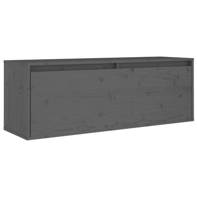 Wandschrank Grau 100x30x35 cm Massivholz Kiefer