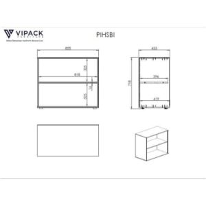 Vipack Bücherregal Pino 2 Fächer Holz Grau