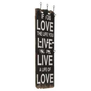 Wandgarderobe mit 6 Haken 120 x 40 cm "LOVE LE"