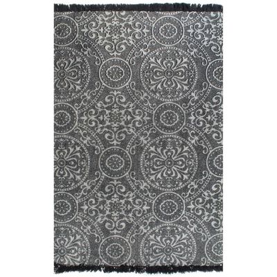 Kelim-Teppich Baumwolle 120x180 cm mit Muster Grau