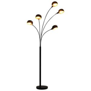 Stehlampe 200 cm 5 x E14 Schwarz und Golden