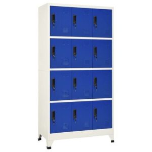 Schließfachschrank Grau und Blau 90x45x180 cm Stahl