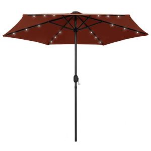 Sonnenschirm mit LED-Leuchten Alu-Mast 270 cm Terracotta-Rot