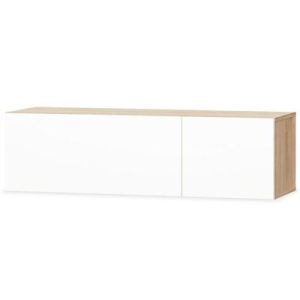 TV-Schrank Holzwerkstoff 120x40x34 cm Hochglanz-Weiß und Eiche