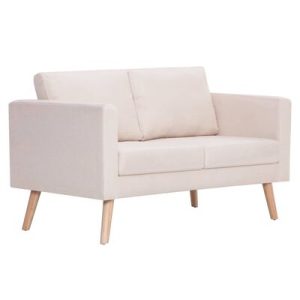 2-Sitzer-Sofa Stoff Cremeweiß