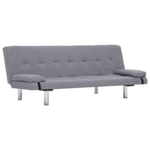 Schlafsofa mit zwei Kissen Hellgrau Polyester