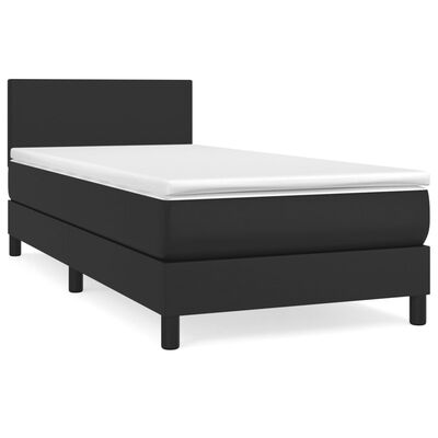 Boxspringbett mit Matratze Schwarz 80x200 cm Kunstleder