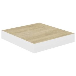 Schweberegal Eichen-Optik und Weiß 23x23,5x3,8 cm MDF