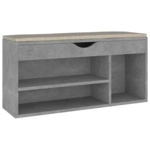 Schuhbank mit Kissen Betongrau 104x30x49 cm Holzwerkstoff