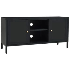 TV-Schrank Schwarz 105x35x52 cm Stahl und Glas