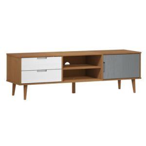 TV-Schrank MOLDE Braun 158x40x49 cm Massivholz Kiefer