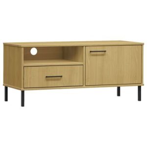 TV-Schrank OSLO mit Metallbeinen Braun Massivholz Kiefer