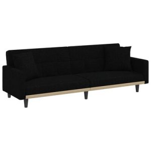 Schlafsofa mit Kissen Schwarz Stoff