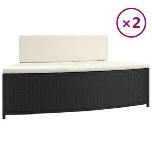 Whirlpool-Bänke mit Auflagen 2 Stk. Schwarz Poly-Rattan