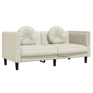 Sofa mit Kissen 2-Sitzer Creme Samt