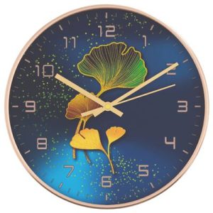 Wanduhr Golden und Blau Ø29,5 cm Polystyren und Glas