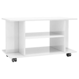 TV-Schrank mit Rollen Hochglanz-Weiß 80x40x45 cm Holzwerkstoff