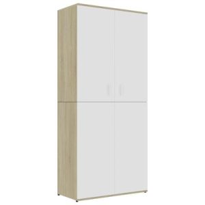 Schuhschrank Weiß & Sonoma-Eiche 80x39x178 cm Holzwerkstoff