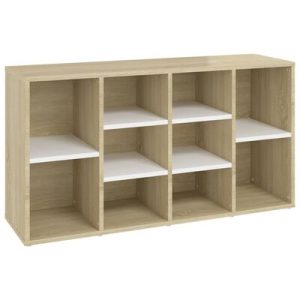 Schuhbank Weiß und Sonoma-Eiche 103x30x54,5 cm Holzwerkstoff