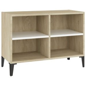 TV-Schrank mit Metallbeinen Weiß Sonoma-Eiche 69,5x30x50 cm