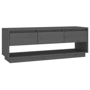 TV-Schrank Grau 110,5x34x40 cm Massivholz Kiefer