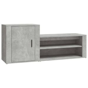 Schuhschrank Betongrau 130x35x54 cm Holzwerkstoff