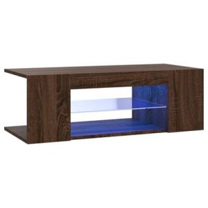 TV-Schrank mit LED-Leuchten Braun Eichen-Optik 90x39x30 cm