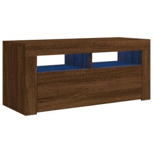 TV-Schrank mit LED-Leuchten Braun Eichen-Optik 90x35x40 cm