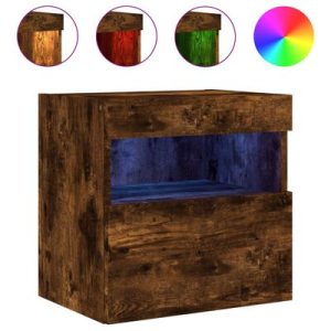 TV-Wandschrank mit LED-Leuchten Räuchereiche 40x30x40 cm