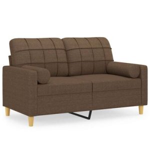 2-Sitzer-Sofa mit Zierkissen Braun 120 cm Stoff