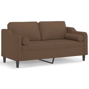 2-Sitzer-Sofa mit Zierkissen Braun 140 cm Stoff