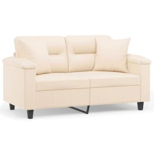 2-Sitzer-Sofa mit Kissen Beige 120 cm Mikrofasergewebe