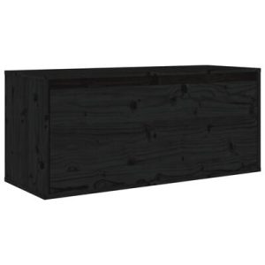 Wandschrank Schwarz 80x30x35 cm Massivholz Kiefer