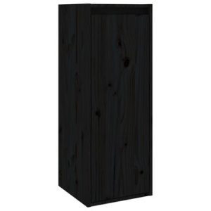 Wandschrank Schwarz 30x30x80 cm Massivholz Kiefer