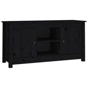 TV-Schrank Schwarz 103x36,5x52 cm Massivholz Kiefer