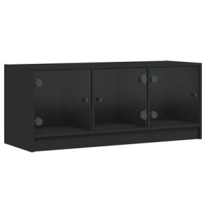 TV-Schrank mit Glastüren Schwarz 102x37x42 cm